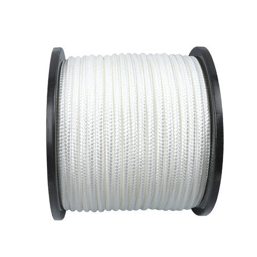 DURAFORCE 3/8 Inch Nylon Rope 250 Foot Sturdy Spool Nylon Solid Braid Rope White