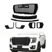 DURAFORCE Gloss Black Front Bumper Grille Plastic 7pcs Suit For 2021-23 GMC Yukon&Yukon XL