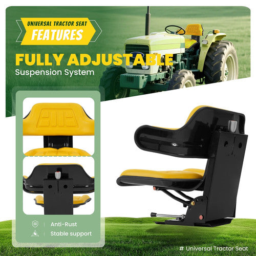 DURAFORCE Yellow Tractor Suspension Seat Fit For John Deere 2350 2355 2440