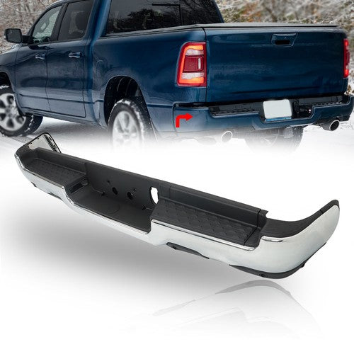 DURAFORCE For RAM 1500 2019-2023 Complete Chrome Rear Bumper Assembly Dual Exhaust New