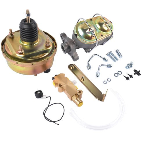 DURAFORCE 7 Inch Power Brake Booster, 1 Inch Bore Master, Bottom Mount Valve Disc/Drum Kit