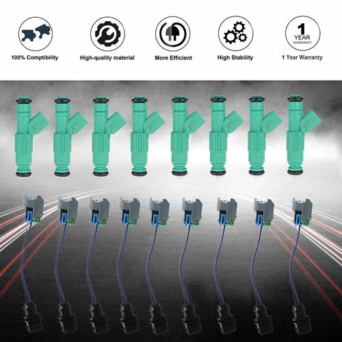 DURAFORCE 0280155789 8 pc 4 Hole Fuel Injectors Fit For Dodge Ram Dakota 5.2L 5.9L