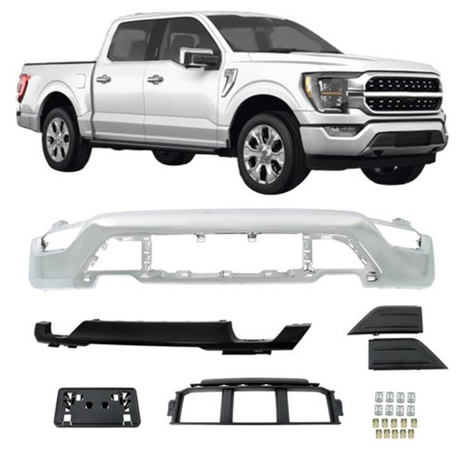 DURAFORCE Fit For Ford F-150 2021-2023 Front Bumper Face Bar 6-piece Kit W/o Sensor Holes