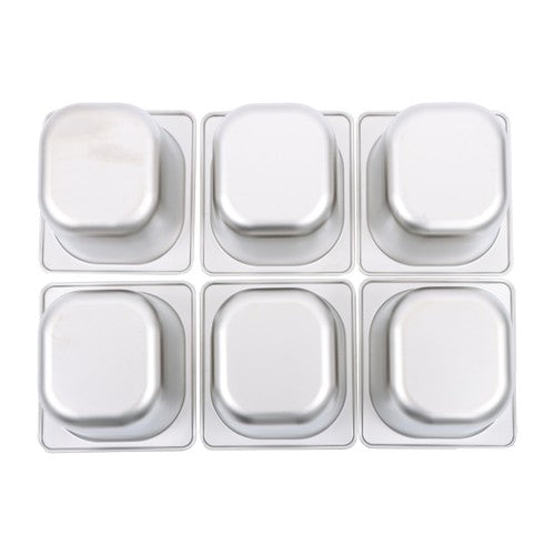 DURAFORCE 6 Pcs 6Inch Deep Thickened 1/6 Size Steam Table Pans Without Lid Stainless Steel