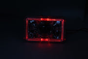 DURAFORCE 4PCS 4X6" Red LED Halo Headlight Projector Headlamp Sealed Beam H4 Diamond Cut