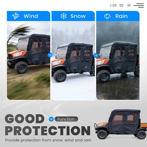 Soft Door Rear Window Roof Combo for 2016-2023 Kubota RTV X1140 Cab Assembly