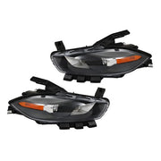 DURAFORCE Fit For Dodge Dart 2013-2016 LH+RH Headlights Replacement Halogen Black Housing