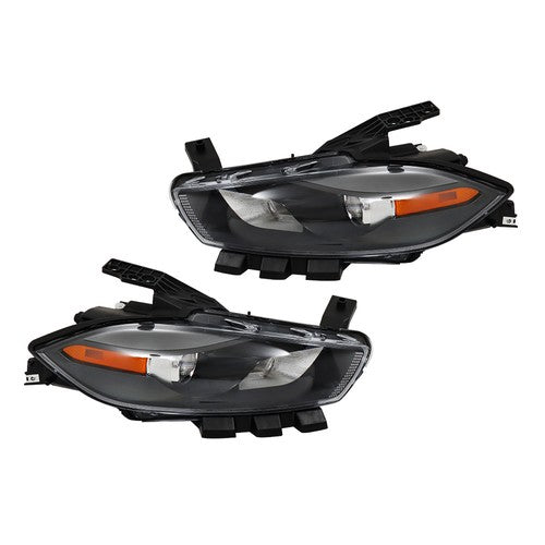 DURAFORCE Fit For Dodge Dart 2013-2016 LH+RH Headlights Replacement Halogen Black Housing