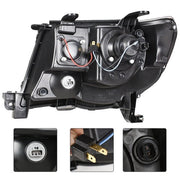 DURAFORCE Halogen Headlights Fit For Toyota Tacoma 2005-2011 LED Tube Black Clear Lens