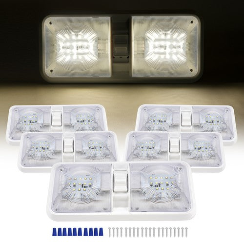 5x RV LED 12V Double Dome Light Ceiling Fixture for Camper Trailer Marine