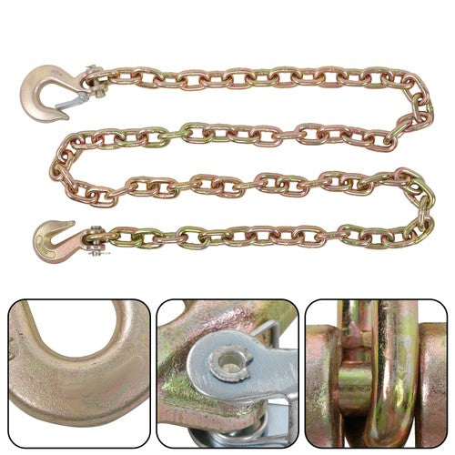 DURAFORCE W/Hooks G70 3/8in × 8FT Trailer&Truck Transport Bundle Chain Steel Gold 6600lbs