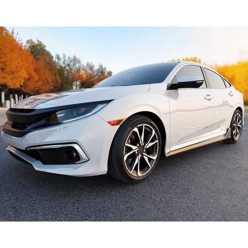 Side Skirt Extension for 16-2020 Honda Civic 4dr Sedan LX EX Si Blk Type R Style