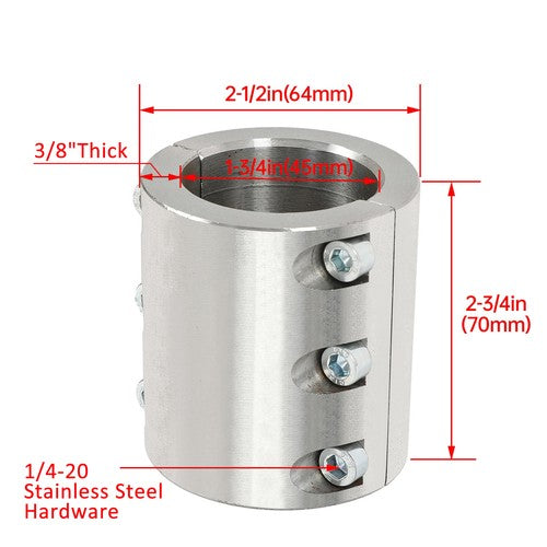 2PCS Universal 1.75 Inch Steel Bolt On Tube Clamps Weld Roll Cage Mount