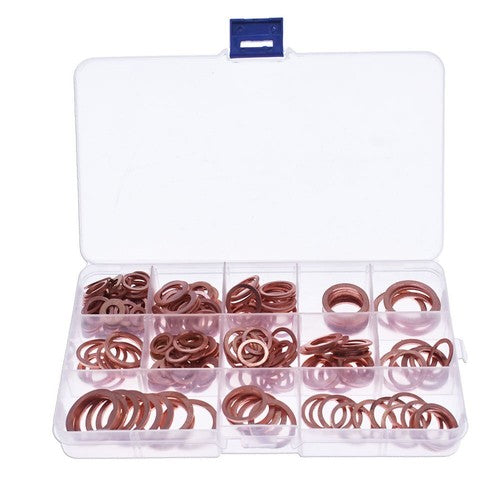 DURAFORCE Solid Copper Crush Washers Seal Sealing Flat O-Ring Gaskets Assorted 280Pcs/Kit