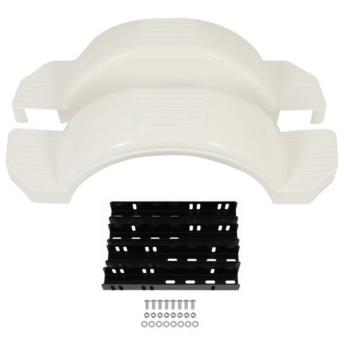 DURAFORCE 2 Single Axle Trailer Fenders w/ Top Step For 13" Wheels Tires Skirt Boat White