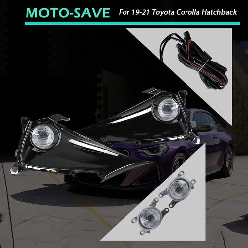 DURAFORCE LH+RH Daytime Running Lights w/Wiring Switch For 19-21 Toyota Corolla Hatchback