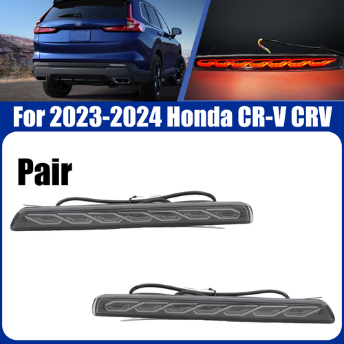 DURAFORCE Rear Bumper LED Reflector Lights Pair For 2023 2024 Honda CR-V CRV Smoked Lens