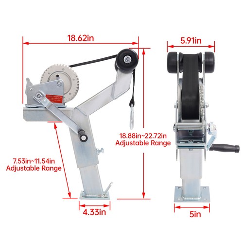 DURAFORCE Adjustable Winch Stand Winch Post For Boat Trailer parts W/ 1400lbs Winch Roller