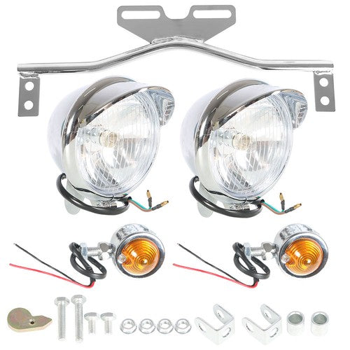 DURAFORCE Chrome Driving Spot Fog Light Bar W/ Bracket Turn Signal For Motorcycle Honda