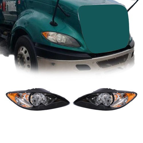 DURAFORCE For 2008-2016 International ProStar Black Housing Projector Headlights Pairs