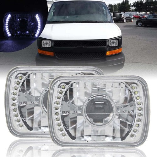 DURAFORCE 7x6 5X7 LED Halo Projector Headlight for Chevy Express Van 1500 2500 3500