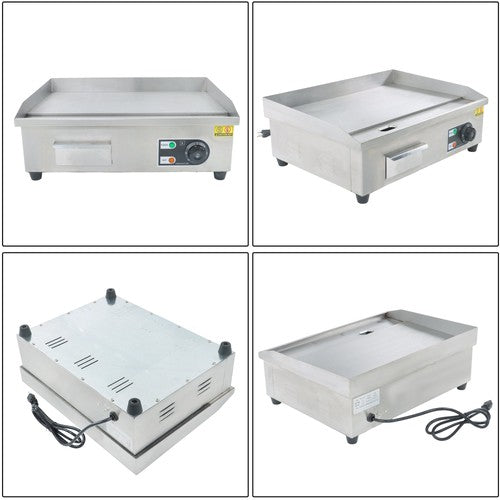 DURAFORCE Commercial Electric Griddle 1600W 22" Stainless Steel Flat Grill 50-300℃