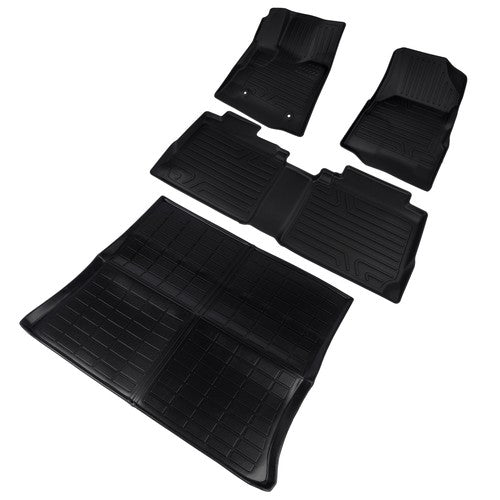 DURAFORCE Front and Second Row Trunk Floor Mats Liners Black for Chevy Equinox GMC Terrain
