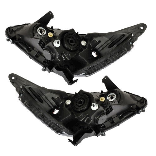 DURAFORCE For Honda Accord 2013-2015 LH+RH Headlights Headlamps Clear Lens Halogen Black