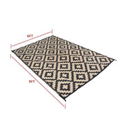 DURAFORCE Waterproof Outdoor Rug Outdoor Plastic Straw Rug 6' x 9' Black & Beige Carpet