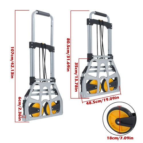 DURAFORCE 264Lb Capacity Alloy Steel Folding Trolley Heavy-Duty Luggage Trolley Cart