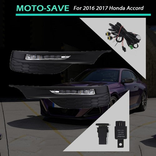 DURAFORCE Daytime Running Lights For 16-17 Honda Accord Sedan with Bezel Switch RH+LH