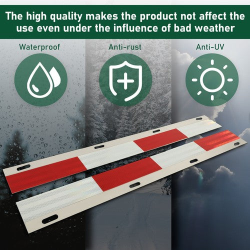 DURAFORCE 2PCS 24" x 3" Aluminum Mud Flap Hanger Top Plates Reflector Strips For Truck