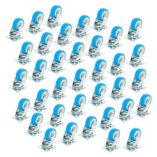 DURAFORCE 36 Pack Caster Swivel Plate On Blue Polyurethane Wheels 2" Size Wheels No Brake