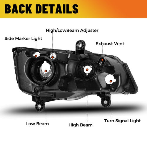 Driver Headlights for 11-20 Dodge Grand Caravan 2008-16 Chrysler Town and Country
