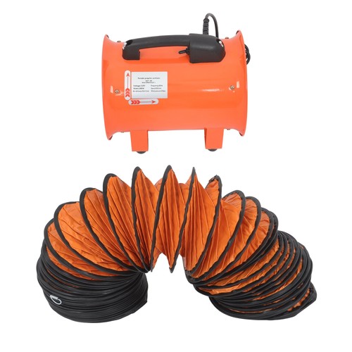 DURAFORCE Steel Portable Blower 180W 900CFM 3450RPM 8 Inch 33ft Ducting Orange