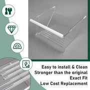 DURAFORCE Clear Crisper Pan Bottom Drawer For Whirlpool Refrigerator WP2188664 2188664