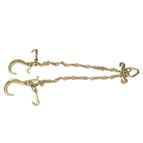 DURAFORCE New 5/16''x3' G70 V-Chain Bridle w/8" Medium J Hooks,T- Hook&J-Hook w/Grab Hooks