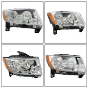DURAFORCE Halogen Clear Pair Chrome For Jeep Grand Cherokee 11-13 Compass 11-17 Headlights