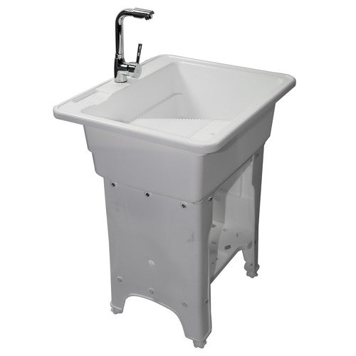 DURAFORCE 80 Freestanding Sink Commercial Laundry & Utility Room Sinks with Faucet White