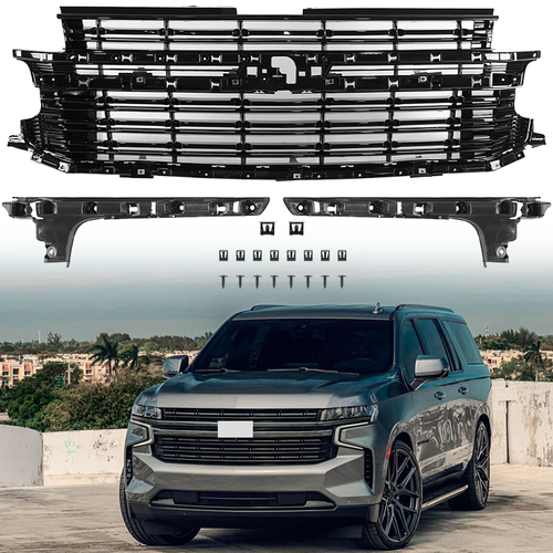 DURAFORCE Black Front Bumper Grille For 2021-2024 Chevrolet Tahoe Suburban LT 84634392