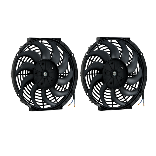 DURAFORCE 2× 12" Electric Radiator Cooling Slim Fans Push Pull Mount Black For Universal