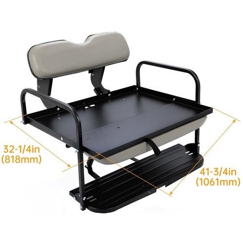 Rear Back Seat Kit Flip Folding for Yamaha G14 G16 G19 G22 Golf Cart Gray