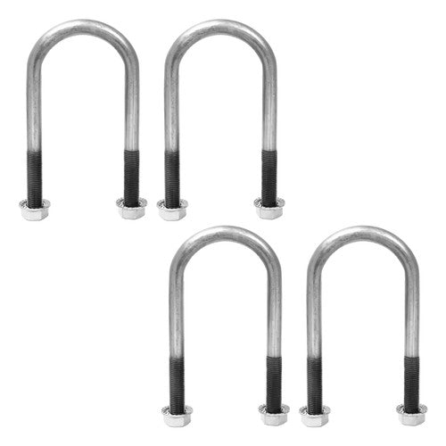 Trailer U Bolt Kit for 2 Inch Axle Tube 6 Inch Long Set Of 4 Bare Metal