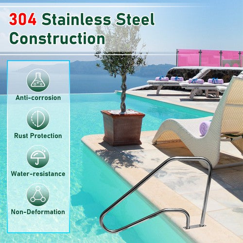 DURAFORCE 46x35" 304 Stainless Steel Swimming Pool Ladder Step Handrail In-Ground