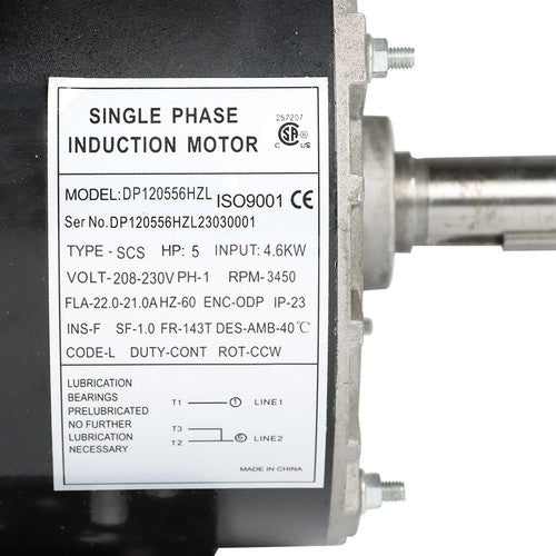DURAFORCE 5 HP Compressor Duty Electric Motor 1 Phase 3450 RPM 56HZ Frame 7/8" Shaft 230V