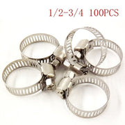 DURAFORCE Adjustable 100pcs 1/2"-3/4" Stainless Steel Drive Hose Clamps Fuel Line Worm