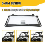 DURAFORCE 3-IN-1 Scratch Resistant Flip Windshield For Polaris General 1000 / 4 (2016+)