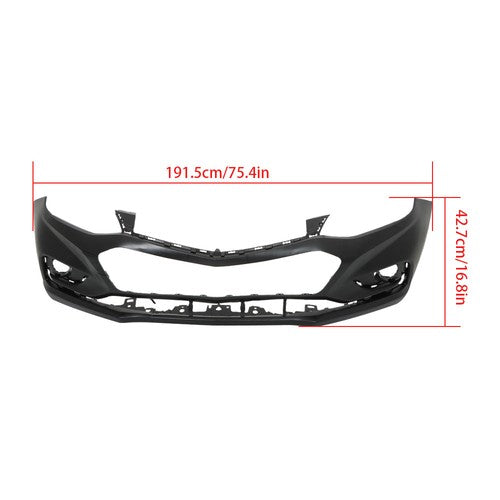 DURAFORCE NEW- Front Bumper Cover For Chevy Cruze 2016 2017 2018 w/o Park Assist Black