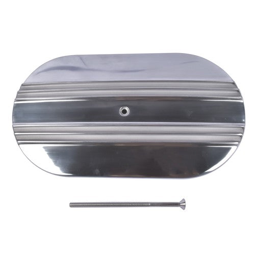DURAFORCE 15" Oval Half Finned Polished Aluminum Air Cleaner Filter For SBC BBC Chevy 350