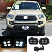 DURAFORCE For 2016-2022 2023 Toyota Tacoma 4-Eyes Style DRL LED Clear Fog lights Lamps